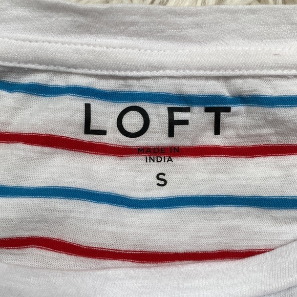 Loft Sleeveless Striped Tee ๐ White Red & Blue - Picture 9 of 10